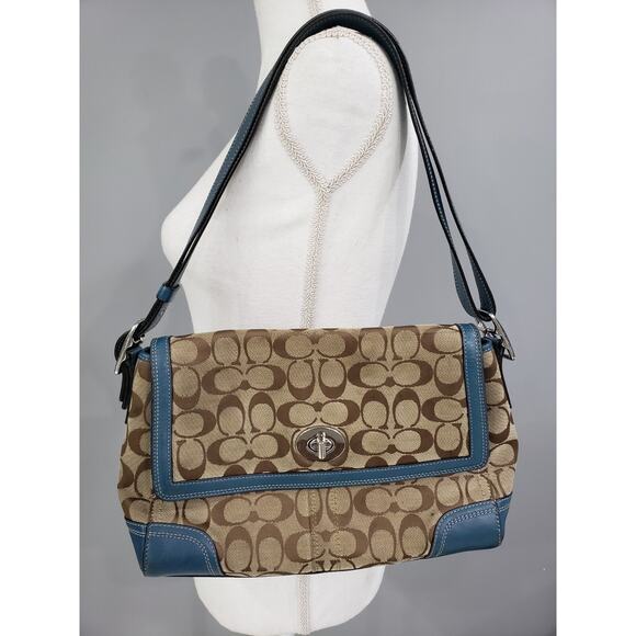 Vintage Coach Hampton Signature Hobo Bag Handbag Purse 13972 Blue Y2k Shoulder